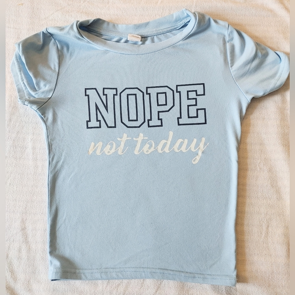 Light Blue Graphic Crop Top
